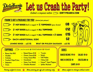 Dirty Franks Catering Menu Page 1