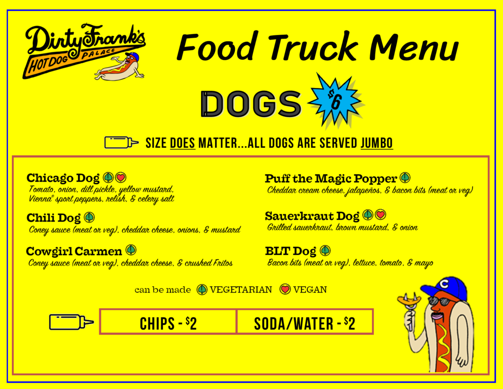 Food Truck Menu Board Hot Dog